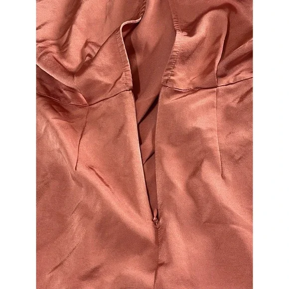 Anthropologie Dress Ruched Asymmetrical Mini Size 0 Pink Club Chic Satin - Picture 8 of 10